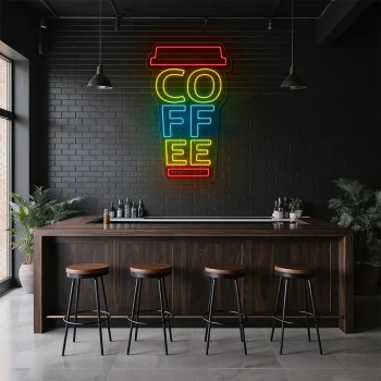 neon sign coffee cup shape colorful caf wall decor 2