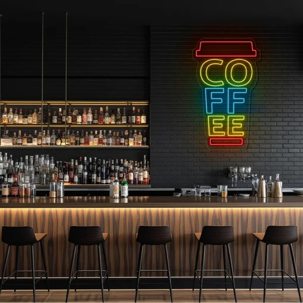 neon sign coffee cup shape colorful caf wall decor 3