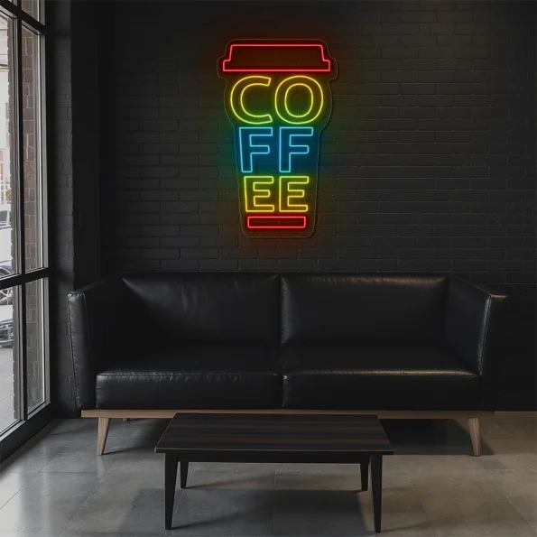 neon sign coffee cup shape colorful caf wall decor 4