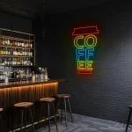 neon sign coffee cup shape colorful caf wall decor 1