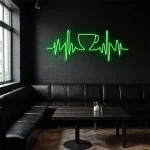 neon sign coffee cup with heartbeat line cafe wall decor 1