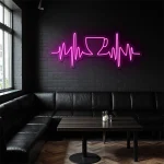 neon sign coffee cup with heartbeat line cafe wall decor 1