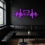 neon sign coffee cup with heartbeat line cafe wall decor 1