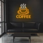 neon sign coffee cup with steam coffee shop decor 1