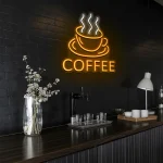 neon sign coffee cup with steam coffee shop decor 1