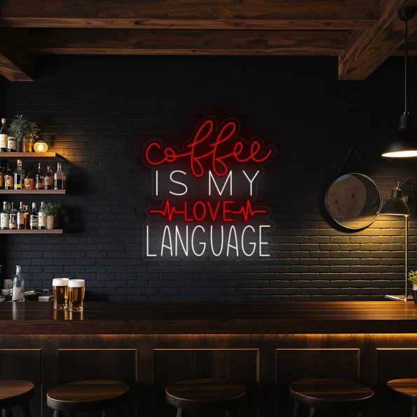 neon sign coffee is my love language text for caf decor 3