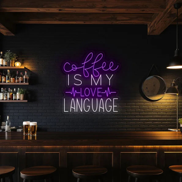 neon sign coffee is my love language text for caf decor 4