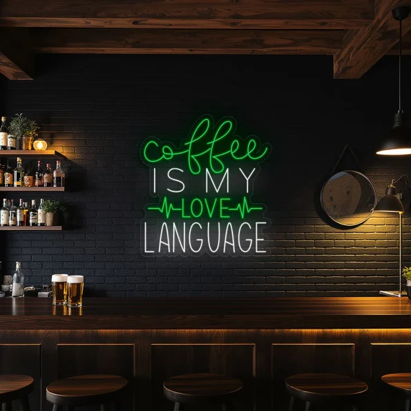 neon sign coffee is my love language text for caf decor 5