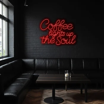 neon sign coffee lights up the soul yellow cafe decor 2