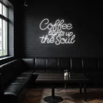 neon sign coffee lights up the soul yellow cafe decor 1
