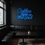 neon sign coffee lights up the soul yellow cafe decor 1