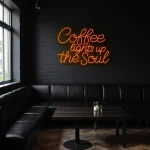 neon sign coffee lights up the soul yellow cafe decor 1