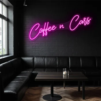 neon sign coffee n cars text pink wall decor 1