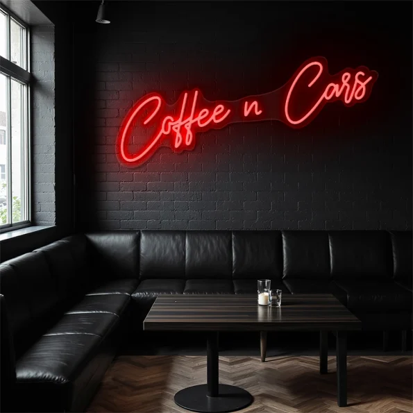 neon sign coffee n cars text pink wall decor 6
