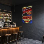neon sign coffee roasted fresh daily with cup icon bar decor 1