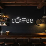 neon sign coffee text with cup icon bar decor 1