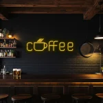 neon sign coffee text with cup icon bar decor 1