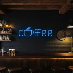neon sign coffee text with cup icon bar decor 1