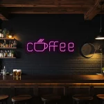 neon sign coffee text with cup icon bar decor 1
