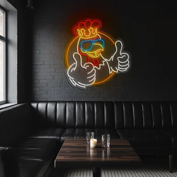 neon sign cool chicken thumbs up fast food decor 1