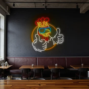 neon sign cool chicken thumbs up fast food decor 2