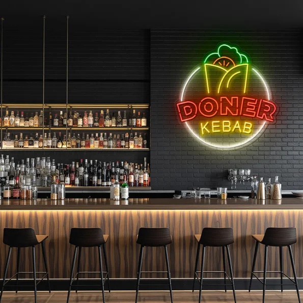 neon sign doner kebab mexican food restaurant decor 3