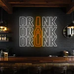neon sign drink drank drunk text with bottle shape bar decor 1