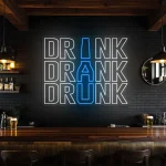 neon sign drink drank drunk text with bottle shape bar decor 1