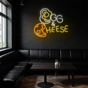 neon sign egg and cheese fast food wall decor 1