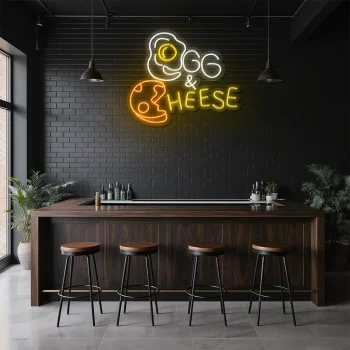 neon sign egg and cheese fast food wall decor 2