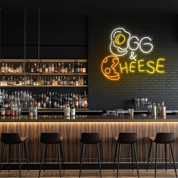 neon sign egg and cheese fast food wall decor 3