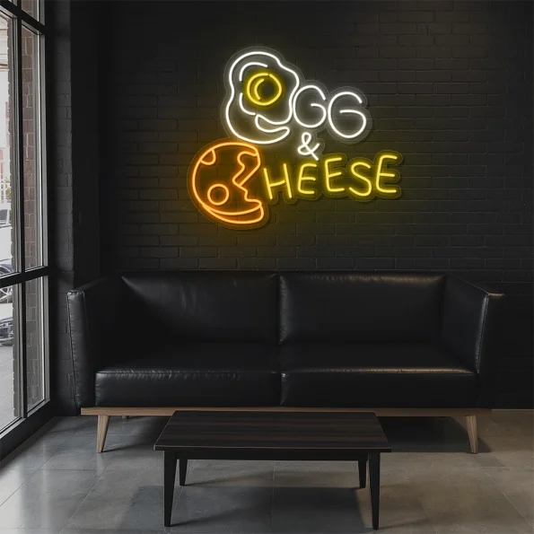 neon sign egg and cheese fast food wall decor 4