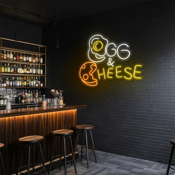 neon sign egg and cheese fast food wall decor 5
