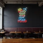 neon sign fast food burger fries drink wall decor 1