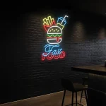 neon sign fast food burger fries drink wall decor 1