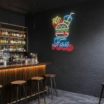 neon sign fast food burger fries drink wall decor 1