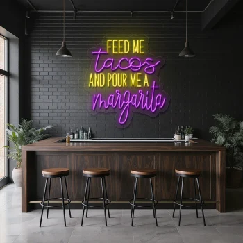 neon sign feed me tacos and pour me a margarita bar decor 1