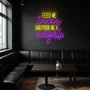 neon sign feed me tacos and pour me a margarita bar decor 2