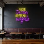 neon sign feed me tacos and pour me a margarita bar decor 1