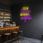 neon sign feed me tacos and pour me a margarita bar decor 1