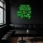 neon sign feed me tacos text purple wall decor 1