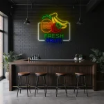 neon sign fresh fruit pineapple strawberry banana cafe decor 1