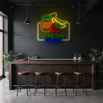 neon sign fresh fruit pineapple strawberry banana cafe decor 2