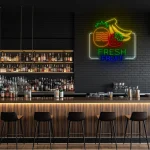 neon sign fresh fruit pineapple strawberry banana cafe decor 1