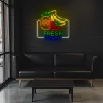 neon sign fresh fruit pineapple strawberry banana cafe decor 1