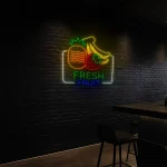 neon sign fresh fruit pineapple strawberry banana cafe decor 1
