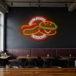 neon sign hamburgers & hotdogs fast food restaurant decor 1