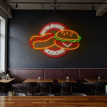 neon sign hamburgers & hotdogs fast food restaurant decor 2