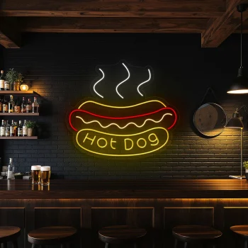 neon sign hot dog fast food bar decor 1