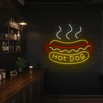 neon sign hot dog fast food bar decor 2